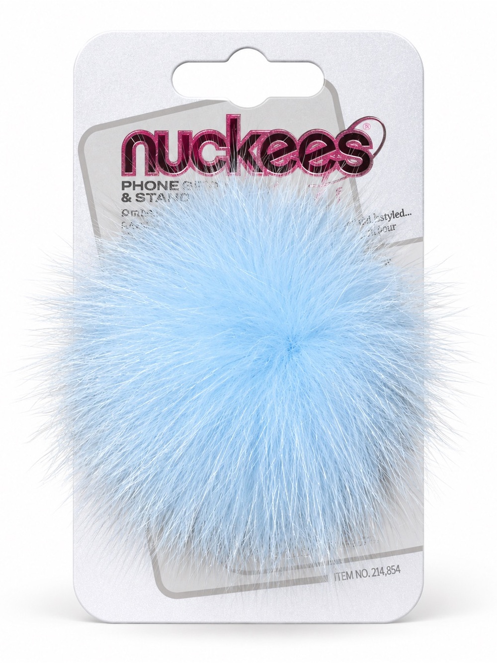 NUCKEES PHONE GRIP AND STAND FOR SMARTPHONES TABLETS BLUE POMPOM